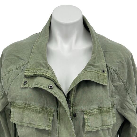Evereve Camp Jacket Linen Women's SZ L Green Utility Military Cargo Streetwear - Picture 3 of 12